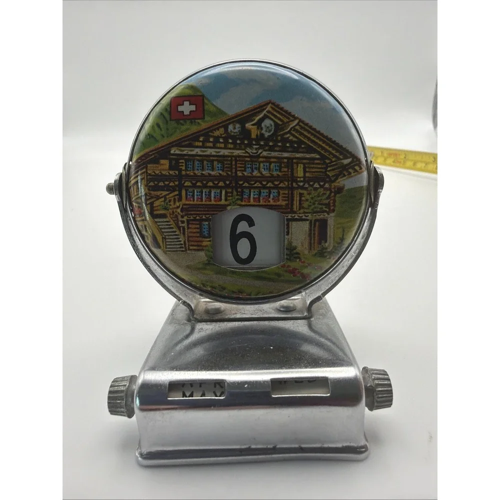 Vintage Switzerland Perpetual Desk Calendar Swiss Chalet Souvenir